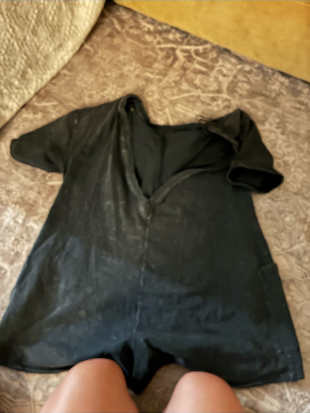 Free People Black Short Sleeve Romper